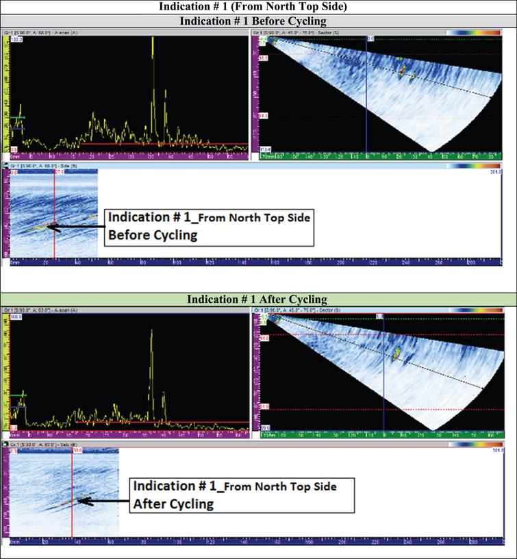 Phased array ultrasonic testing (PAUT) performed on electroslag weld ...