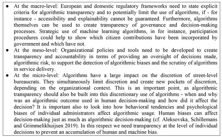 Introduction to special issue algorithmic transparency in government ...