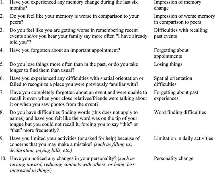 Subjective Cognitive Complaints in Cognitively Healthy Older Adults and ...