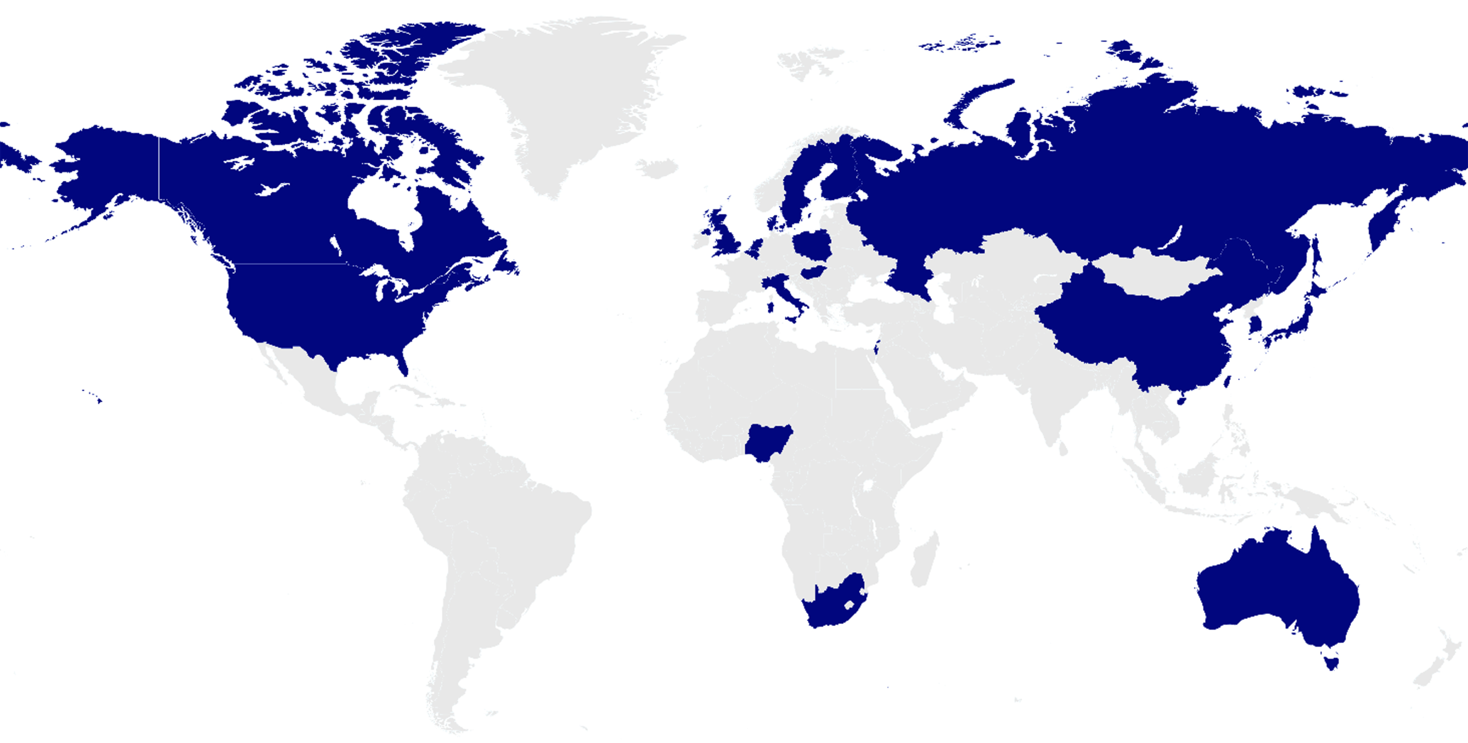 Countries with published studies of sites of groundwater TCE contamination [89].