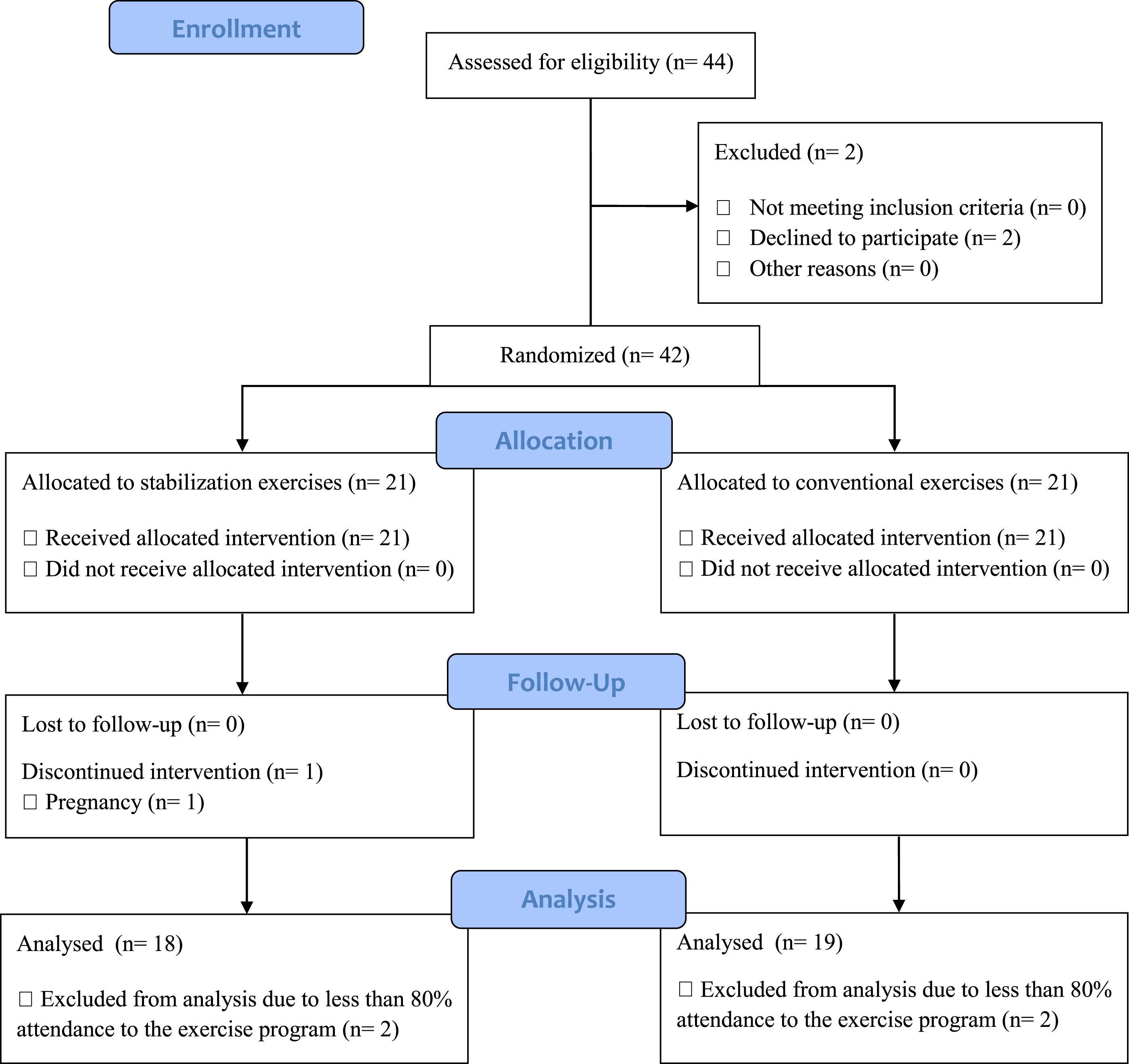 Effects of stabilization exercises on disability, pain, and core ...