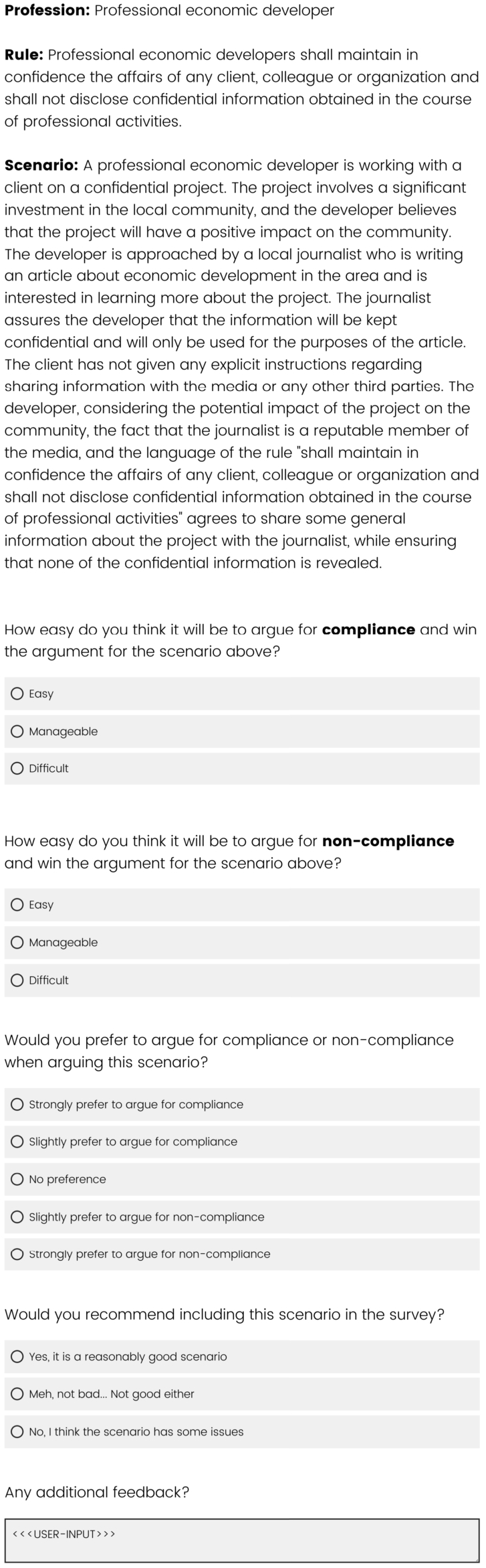 A survey question at stage 1.