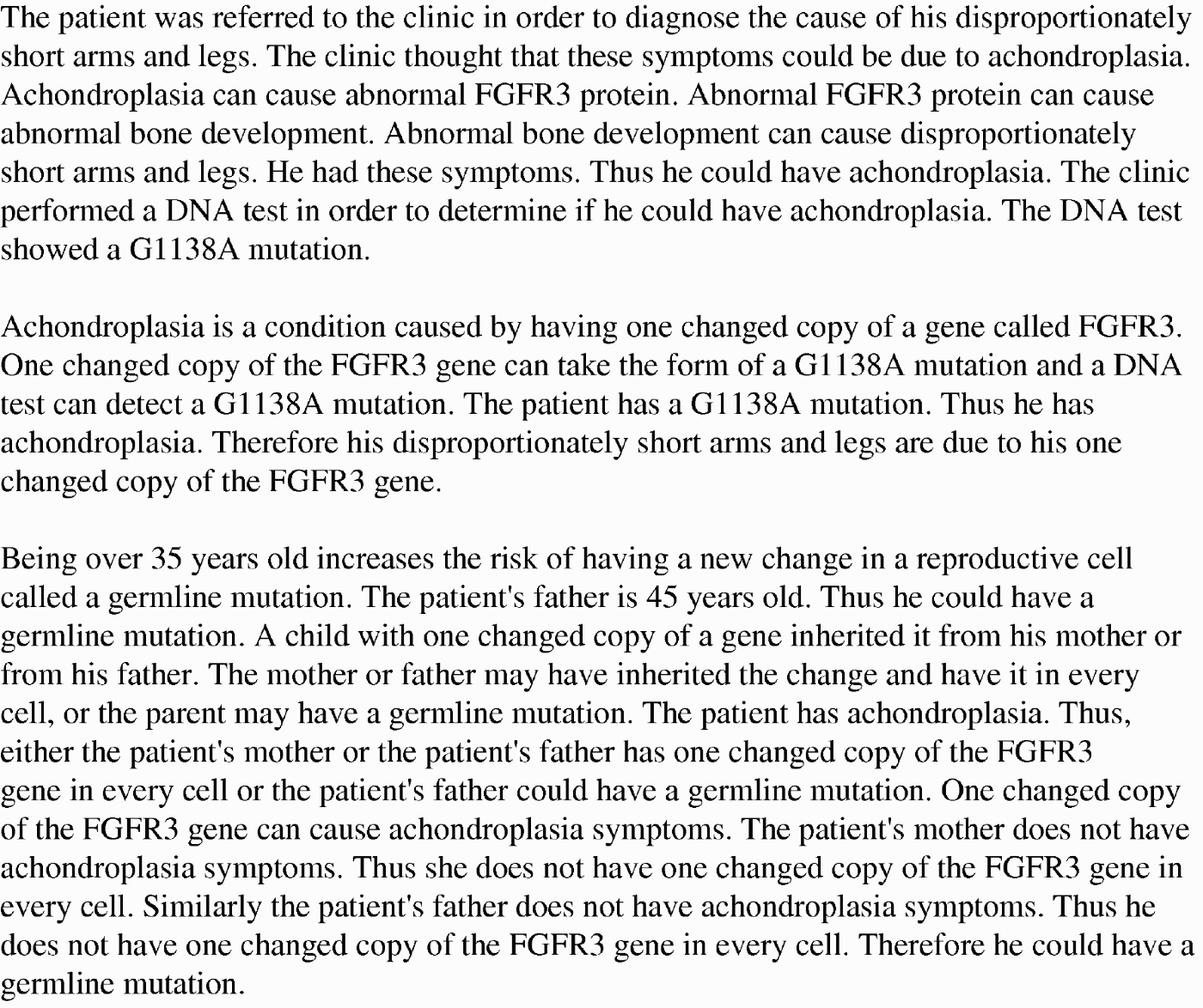 Letter on achondroplasia case generated by GenIE Assistant.