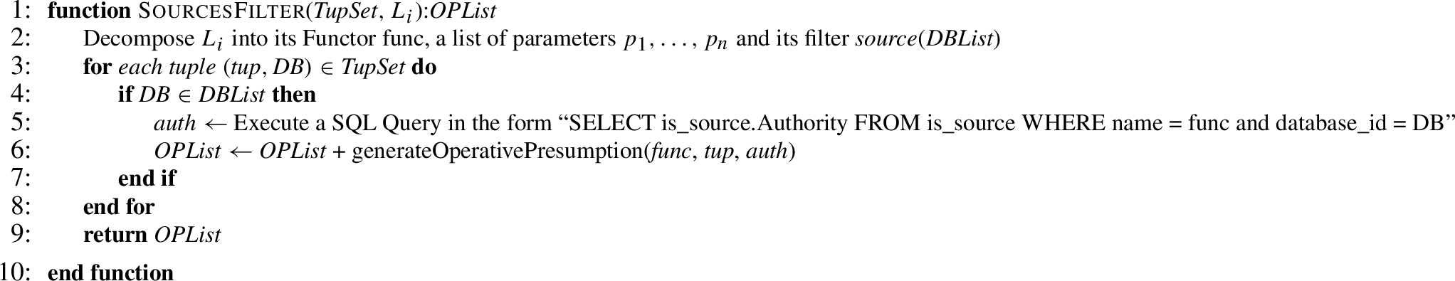 Sources filter function