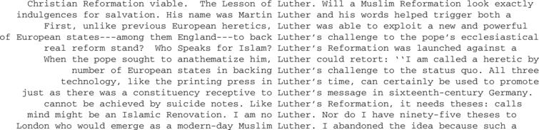 Concordance for all 12 instances of ‘Luther’ in Heretic.