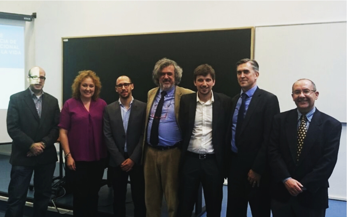PhD oral defense. From the left to the right: Dr. Javier Bajo, Dr. Rosa M. Carro, Dr. Javier Gomez, Dr. Xavier Alamán, Dr. Germán Montoro, Dr. Juan C. Augusto and Dr. Ramón López-Cózar.