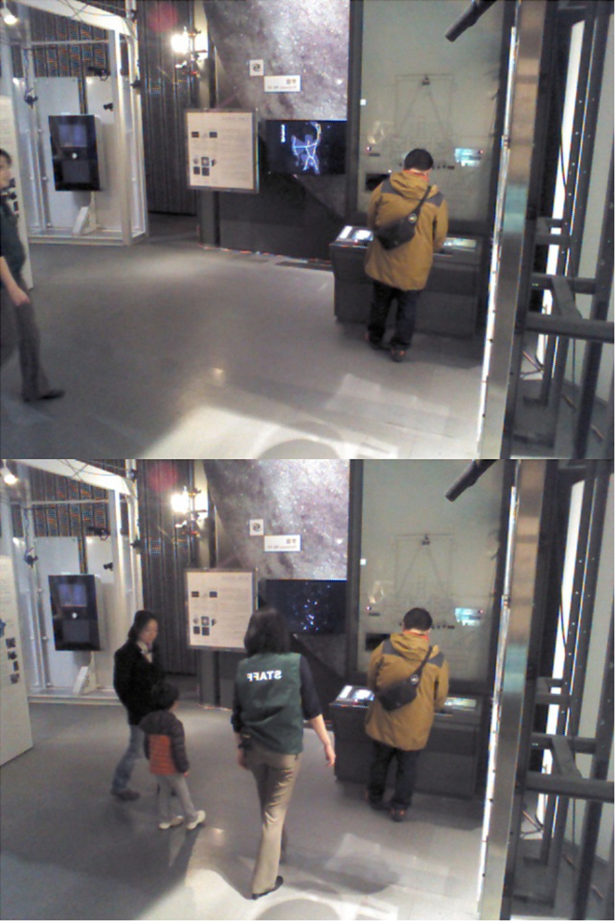 Example of a video sequence undergoing a Transitory State. Top: Frame 1 of Training2 video. Bottom: Frame 100 of Training2 video.
