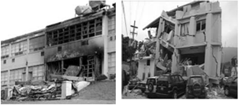 Damages caused to buildings.