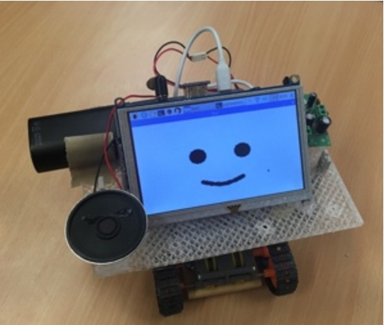 Appearance of our proposed voice-casting robot used in preliminary experiment.