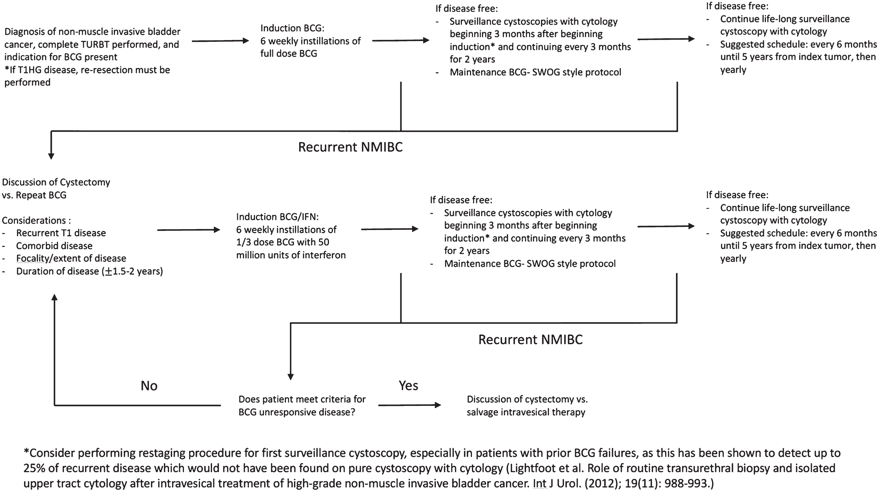 Proposed treatment algorithm for patients with non-muscle invasive bladder cancer.