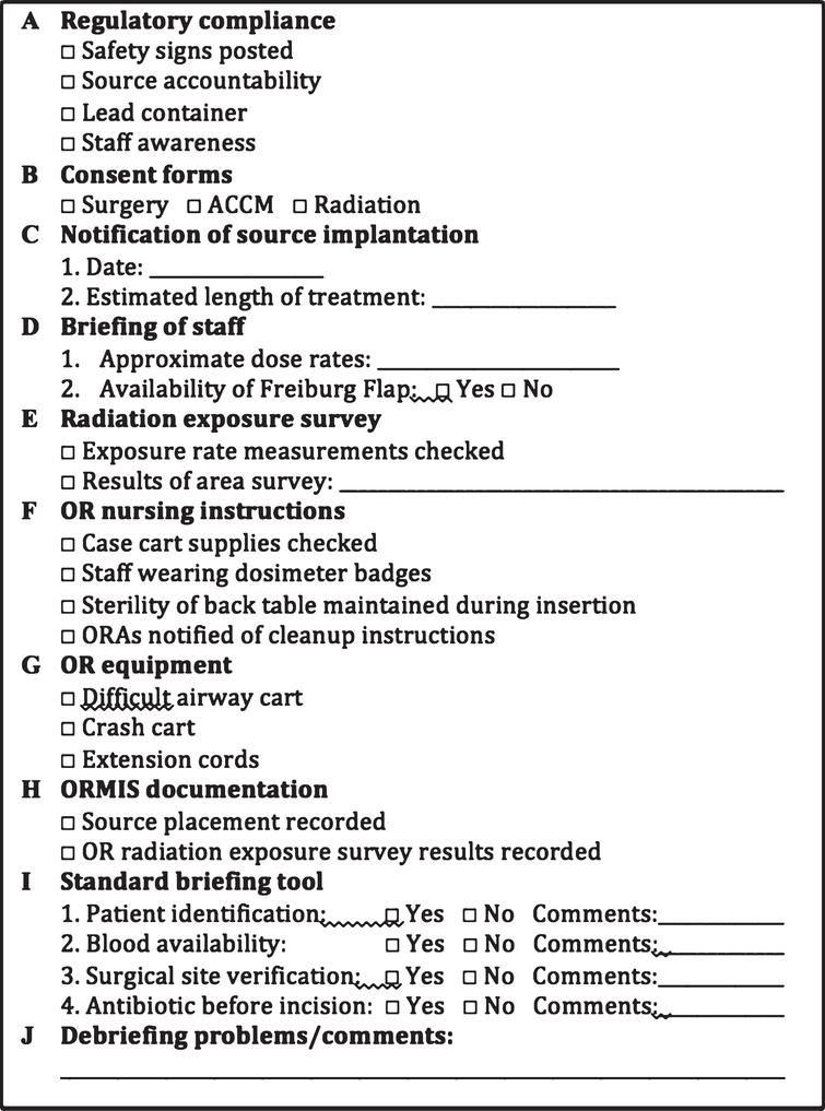 HD-IORT institutional checklist.