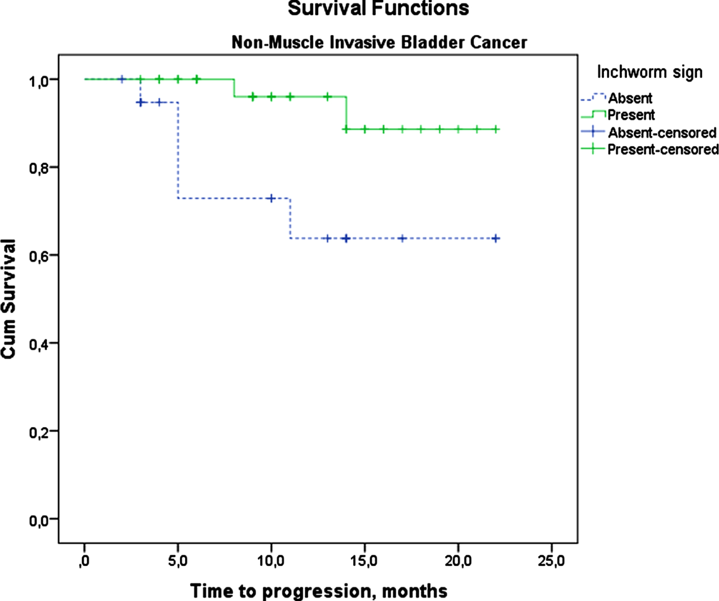 Progression-free Kaplan-Meier Survival Analysis of Non-Muscle Invasive Bladder Cancer patients.