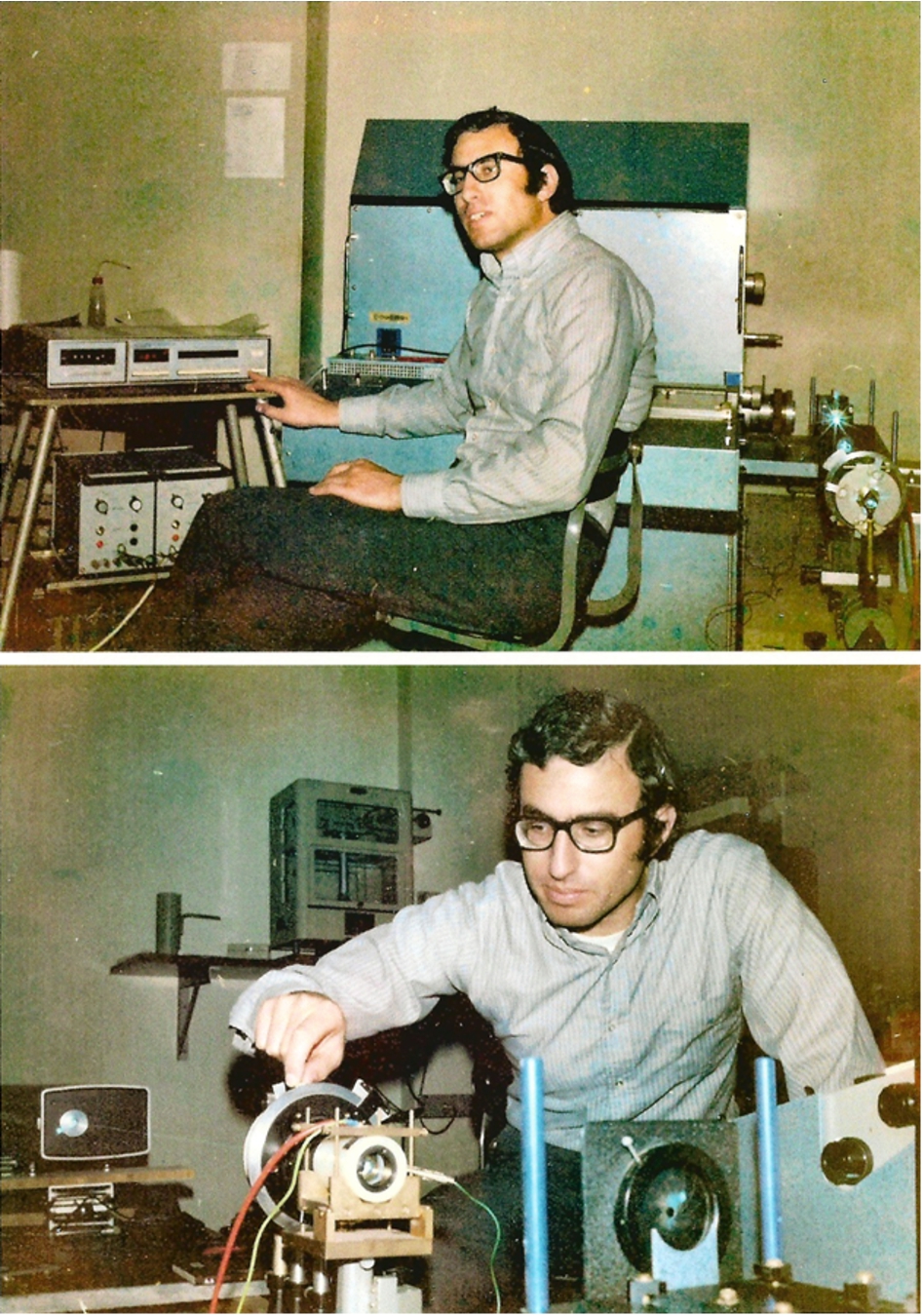 Laurence Barron with the first home-built ROA instrument at Cambridge University (1972).