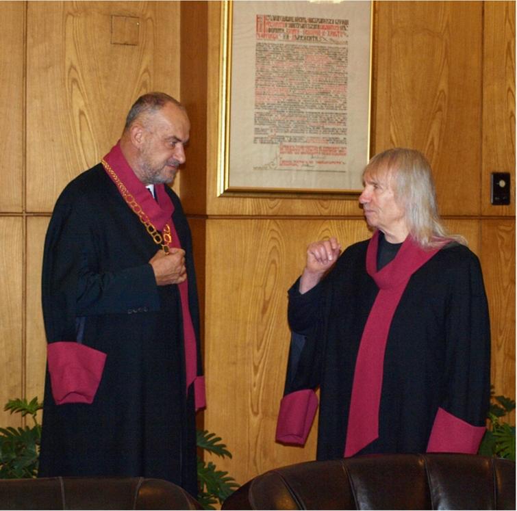 S. Barry Cooper is awarded an honorary doctorate at Sofia University “St. Kliment Ohridski” in Sofia, 2011 (with Ivan Soskov, 1954–2013).