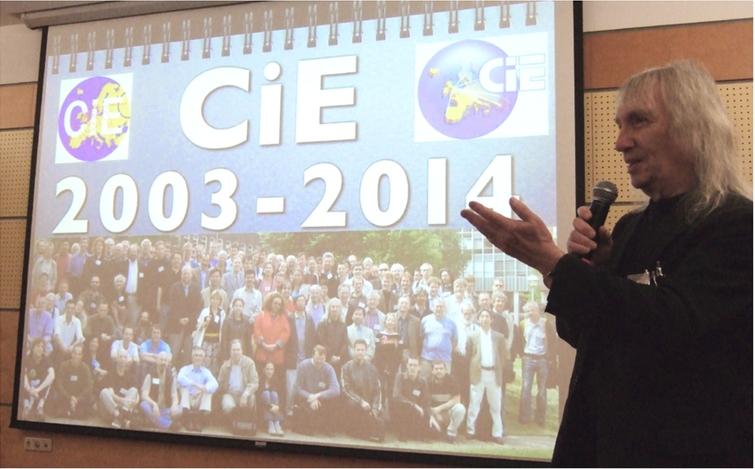S. Barry Cooper at the opening of CiE 2014 in Budapest. Photo taken by Peter van Emde Boas, June 2014.