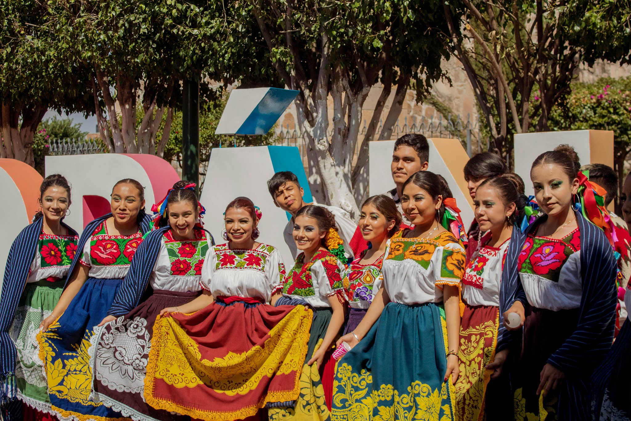 Group of dancers dressed in traditional Purépecha outfits during El Festival de las Almas y las Flores.8