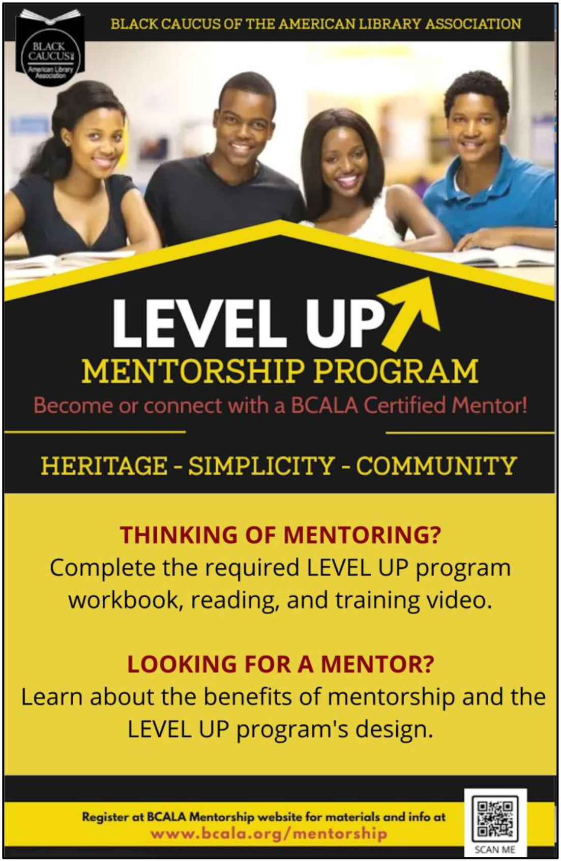 BCALA LEVEL UP mentorship program flyer.