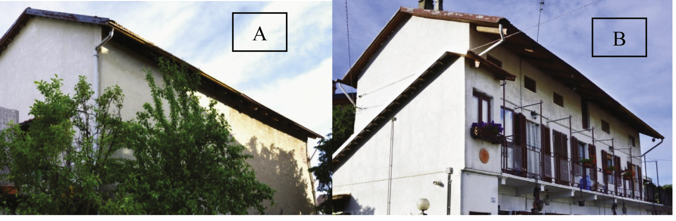 Typical example of building envelope optimization in traditional architecture, based on the classical approach of the ‘energy conservation’ – HHD = 2894°C·d, winter design temperature – 8°C, summer design temperature 32°C, CDD = 386°C·d – (ASHRAE, 2013) (A: north exposition; B: south exposition).