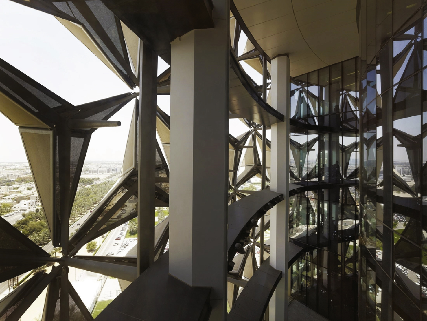 The Mashrabiya of the Al-Bahr Towers as seen from the inside – Sky garden open space.