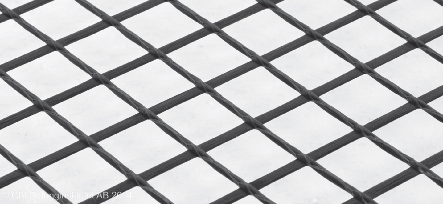 The carbon textile fibre reinforcement in form of a 2D grid.
