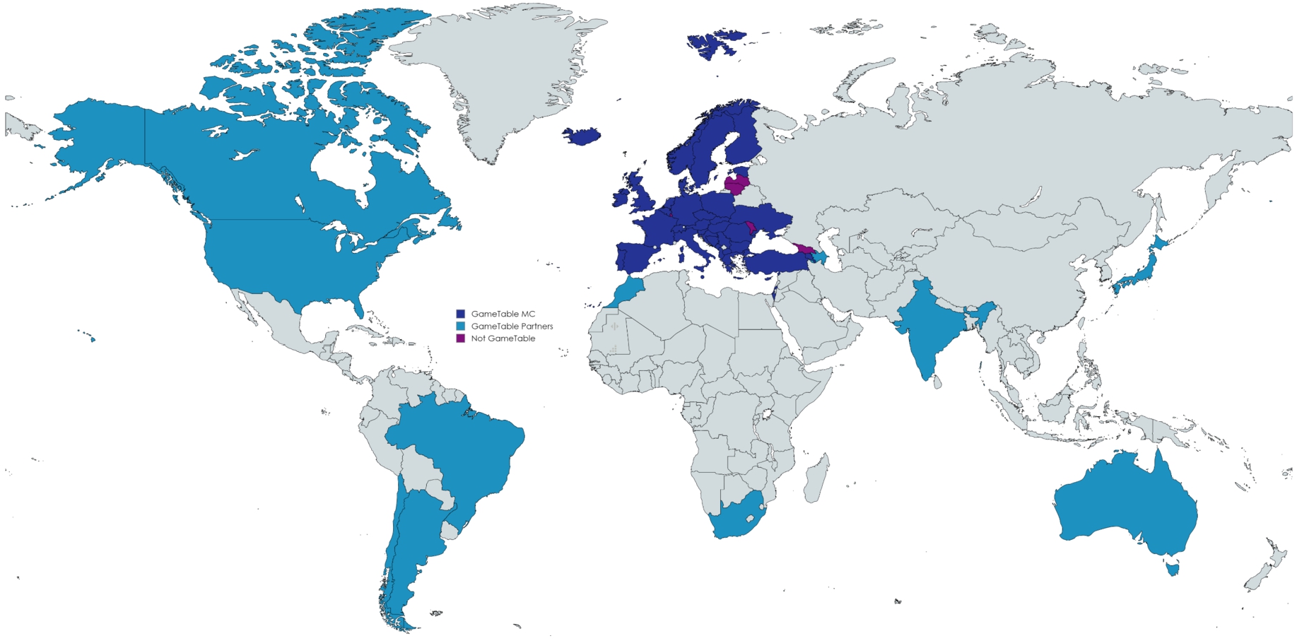 Countries represented within GameTable WG members.