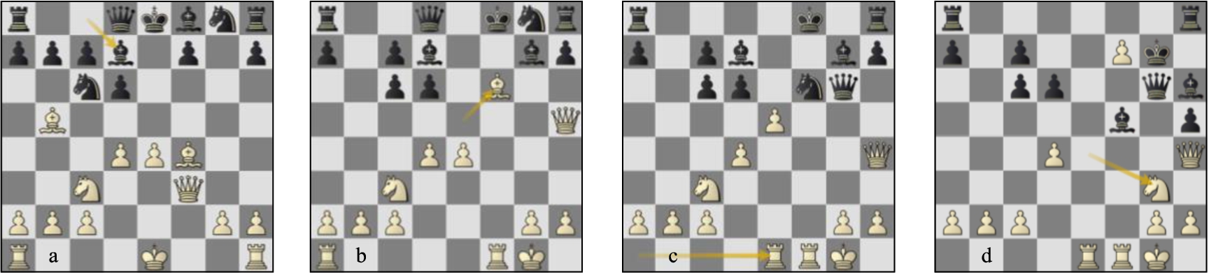Game 09 Lc-St (a) p9w, (b) p13b, (c) p16b, (d) var. p20b.