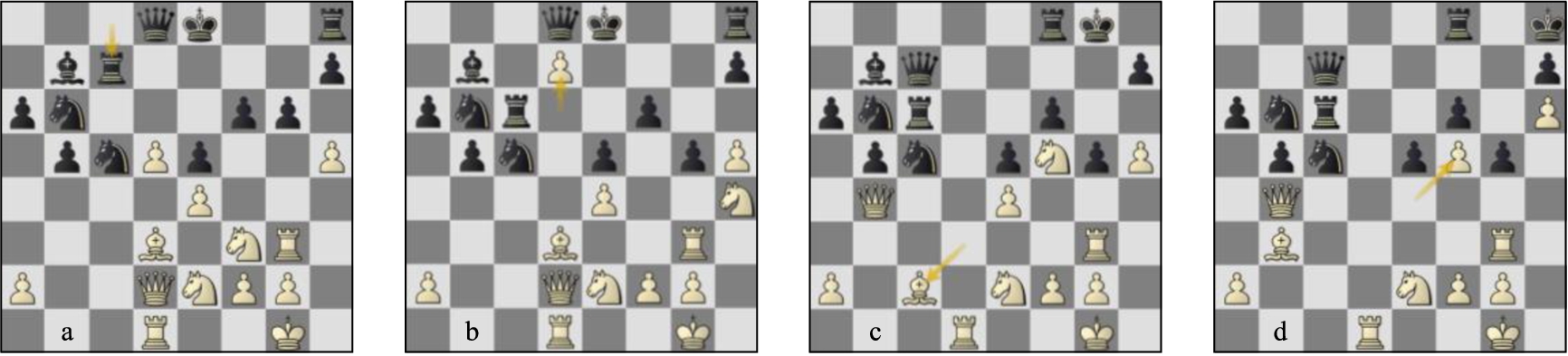 Game 78 St-Lc (a) p25w, (b) p27b, (c) p30b, (d) p33b.