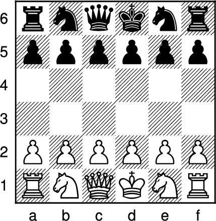 Opening position for (full) Los Alamos chess.