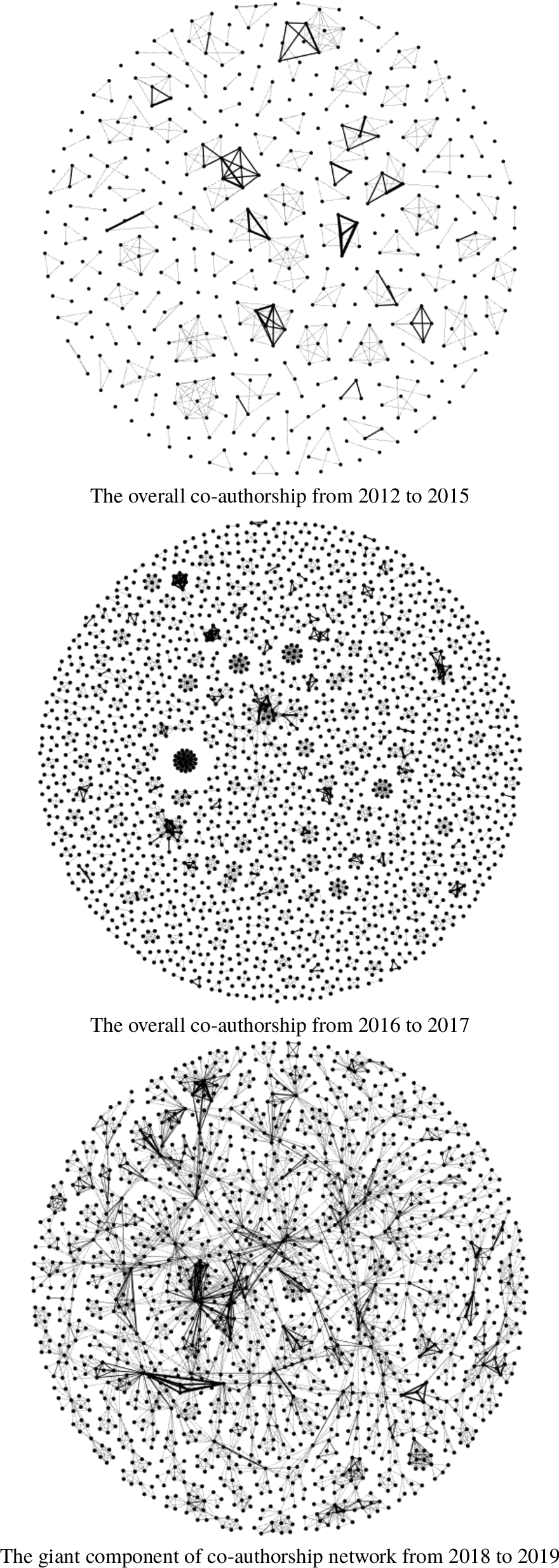 The evolution of overall co-authorship network.