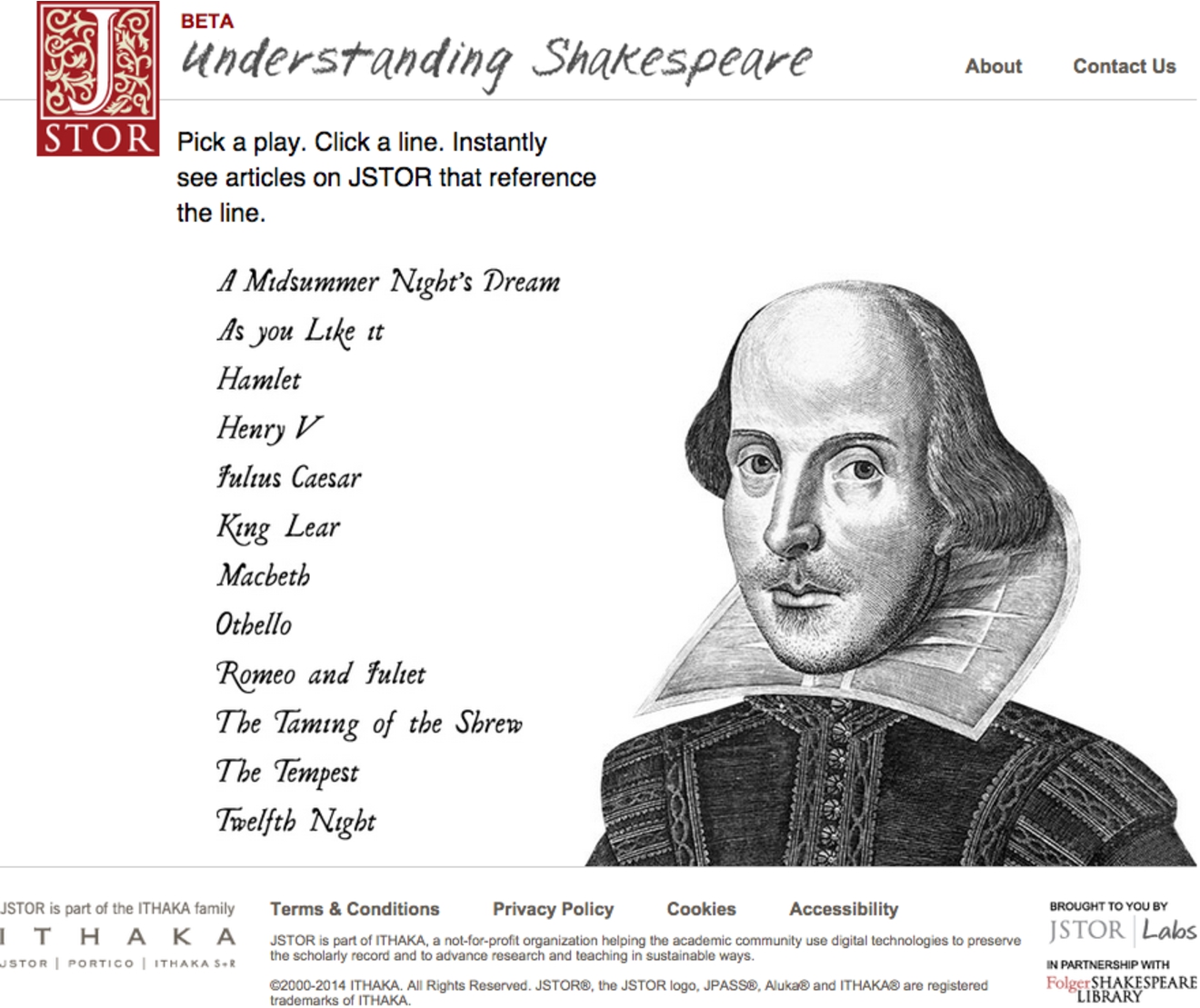 Understanding Shakespeare was the product of an open, exploratory collaboration with the Folger Shakespeare Library. (Colors are visible in the online version of the article; http://dx.doi.org/10.3233/ISU-150763.)