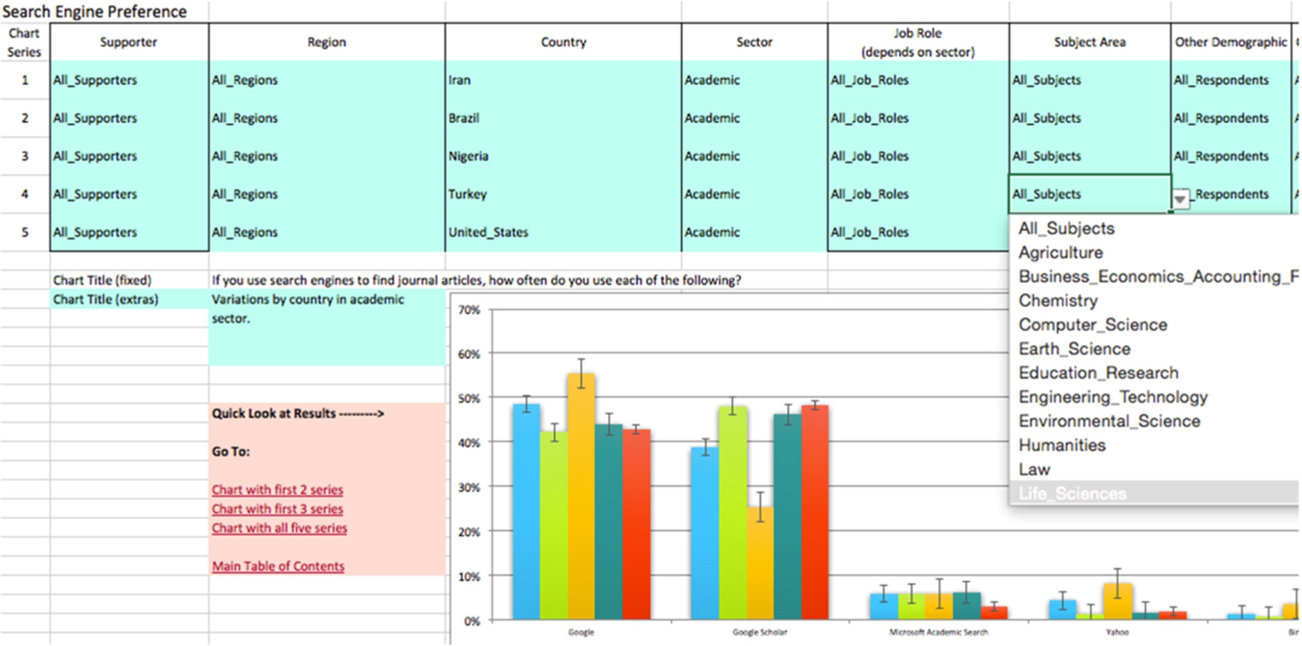 Screenshot of analytical tool.