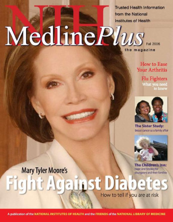 Mary Tyler Moore. Cover image. The NIH MedlinePlus Magazine, Fall, 2006, Friends of the National Library of Medicine.
