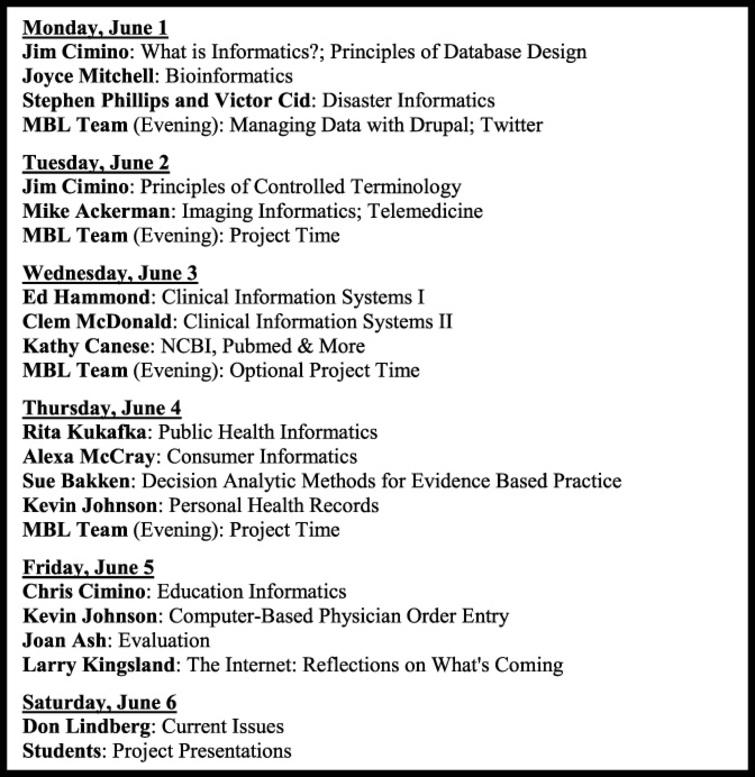 Lectures for the spring 2009 session of the course.