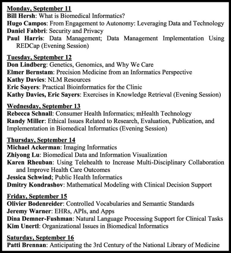 Lectures for the final session of the course in the fall of 2017.