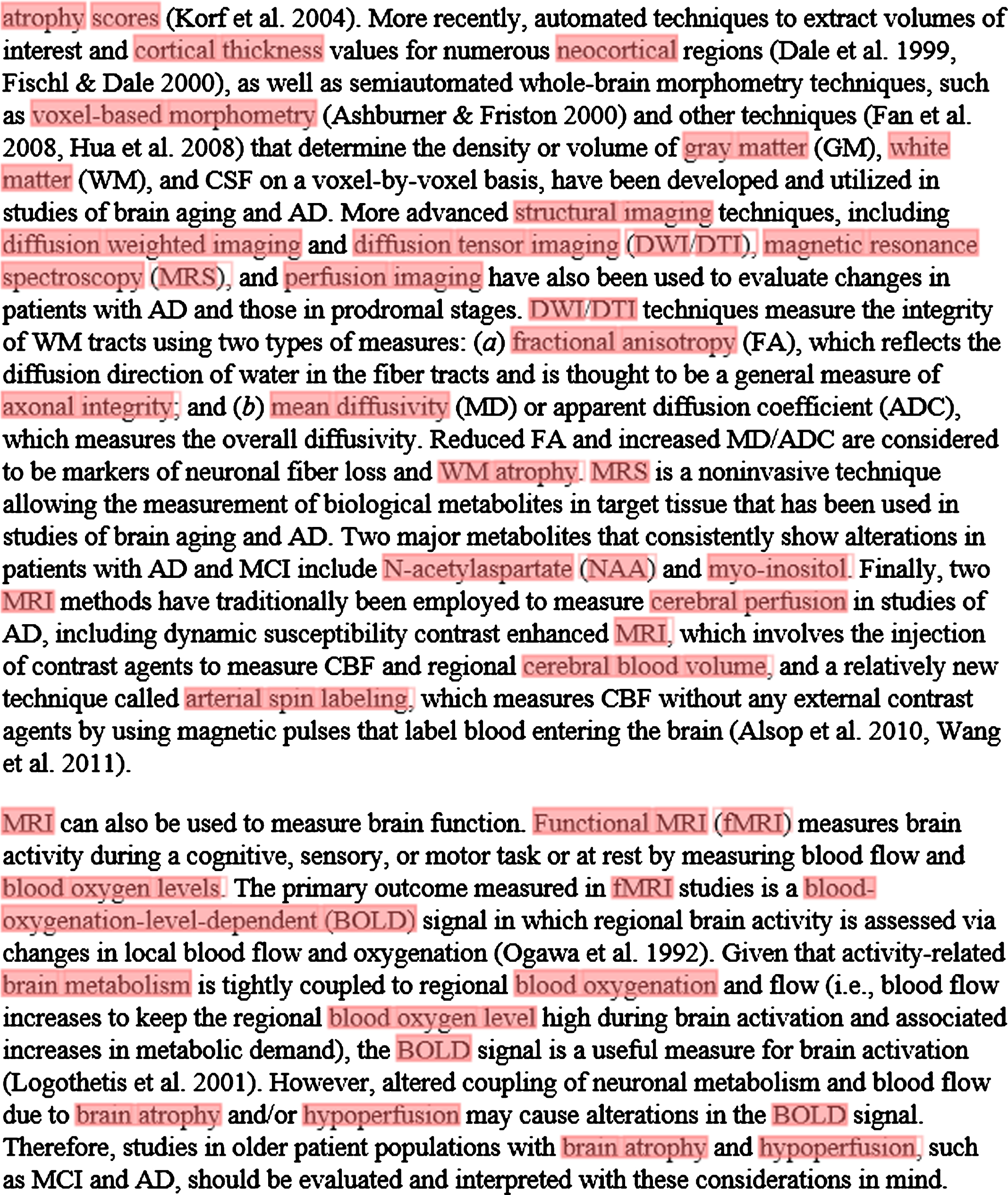 Annotation of a section of a full-text article using the NIFT terminology. The ProMiner tagger was used to identify NIFT terms in full text; matching terms are marked up in red.