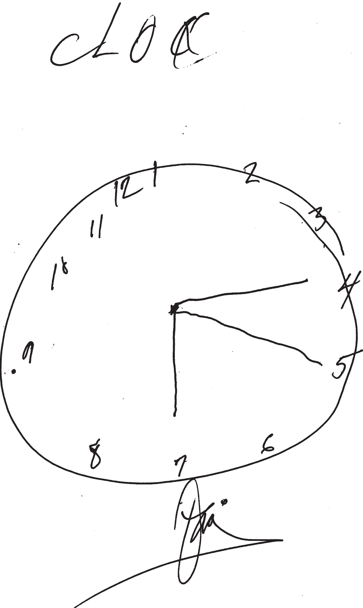 Executive Clock-Drawing Task (CLOX): The patient is instructed to draw a clock on a white sheet of paper. The instructions are as follows: “Draw a clock that says 1:45. Set the hands and numbers on the face of the clock so that even a child could read them.” The instructions can be repeated until they are clearly understood, but once the subject begins to draw no further assistance is allowed. This patient scored 7/15 points. The subject’s performance is scored as follows: Does figure resemble a clock? 1 point; Circular face present? 1 point; Dimensions >1 inch? 1 point; All numbers inside the perimeter? 1 point; No sectoring or tic marks? 1 point; Numbers 12, 6, 3, & 9 placed first? 1 point; Spacing Intact? (Symmetry on either side of 12 and 6 o’clock?) 1 point; Only Arabic numerals? 1 point; Only numbers 1 - 12 among the numerals present? 1 point; Sequence 1-12 intact? No omissions or intrusions. 1 point; Only two hands are present? 1 point; All hands represented as arrows? 1 point; Hour hand between 1 and 2 o’clock? 1 point; Minute hand obviously longer than hour? 1 point; 1 point if none of the following are present: 1) Hand pointing to 4 or 5 o’clock? 2) “1:45” present? 3) Any other notation (e.g., “ 9:00”)? 4) Any arrows point inward? 5) Intrusions from “hand” or “face” present? 6) Any letters, words or pictures? From: Royall et al., 1998 [116].