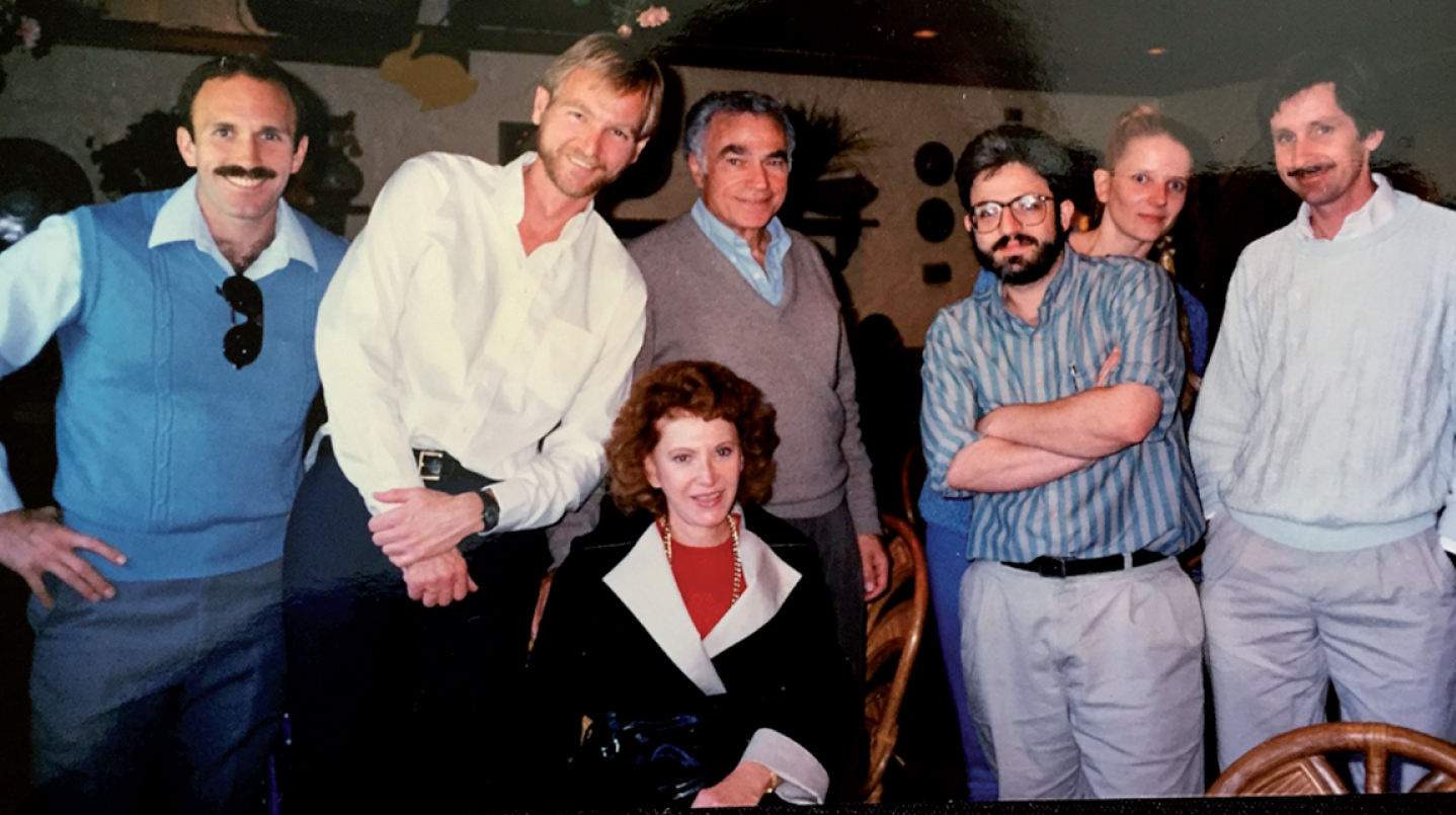 Bob Terry’s Neuropathology group at UCSD in 1989. (L to R) Richard DeTeresa, Larry Hansen, Ellie Michaels, Bob Terry, Eliezer Masliah, Margaret Mallory, and Michael Alford.