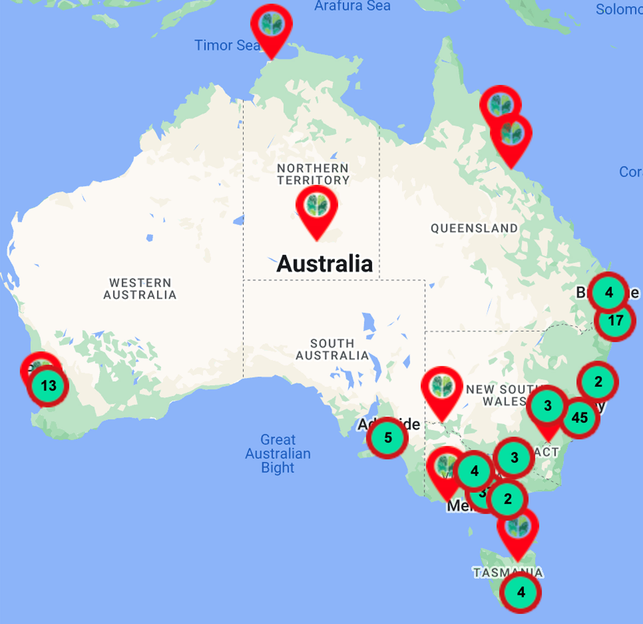 Memory and cognition services (n = 149) mapped across Australia as of November 2022.
