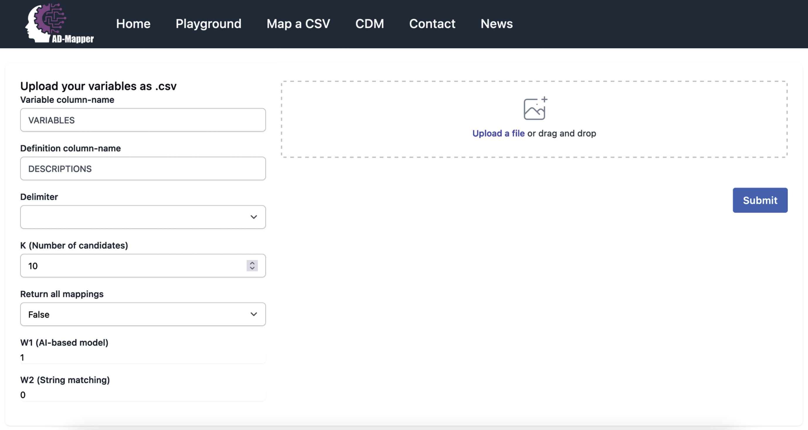 A page preview of the AD-Mapper user interface.