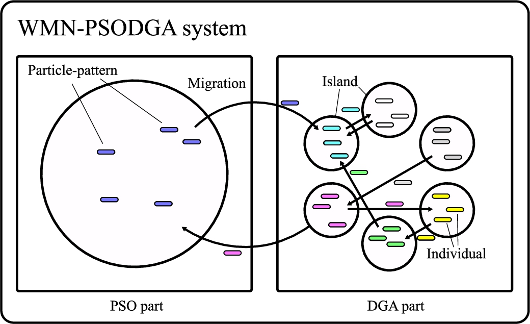 Model of WMN-PSODGA migration.