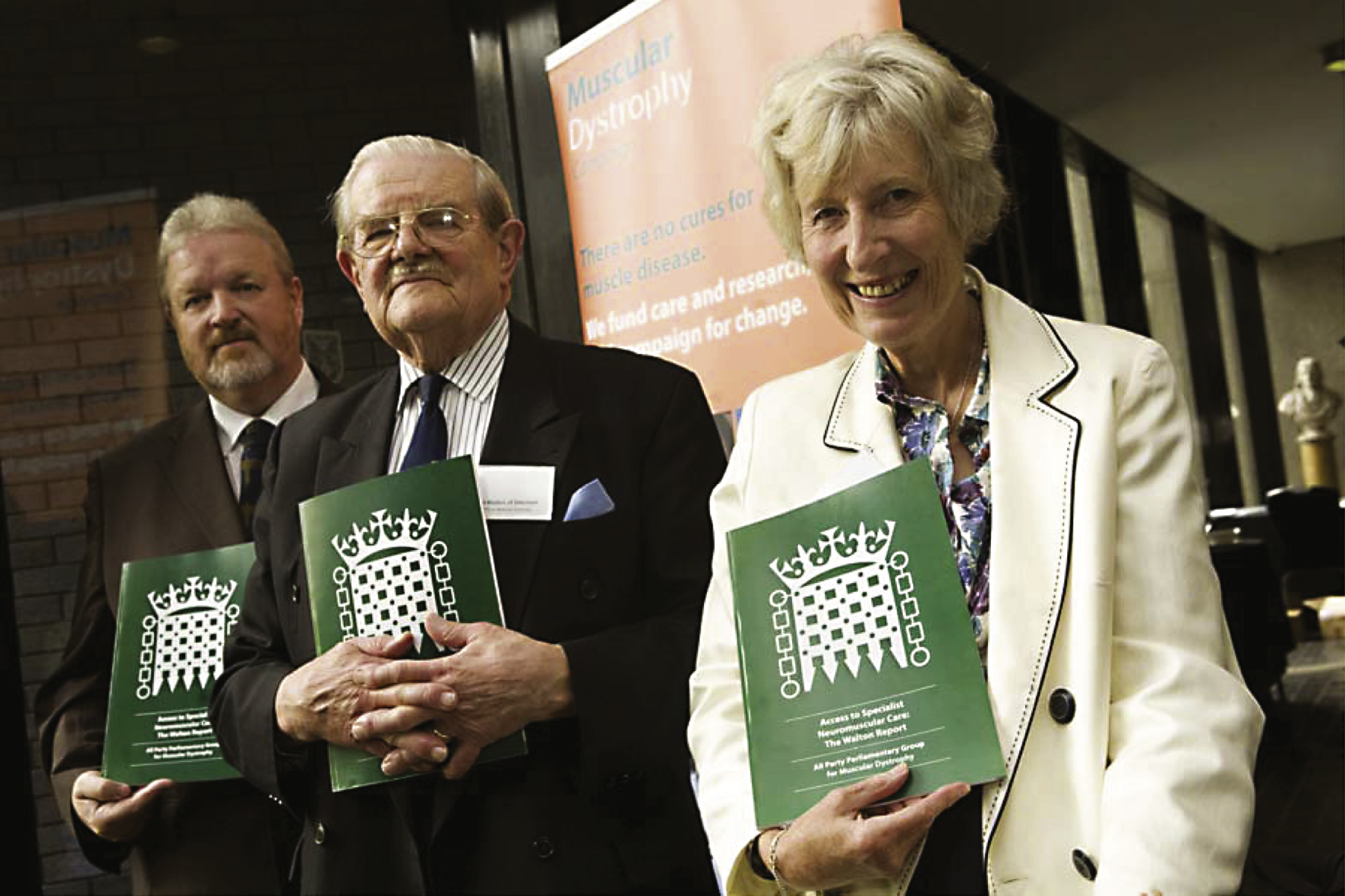 Launching the Walton Report on 24 August 2009 – Dave Anderson Member of Parliament (Chair of All Party Parliamentary Group), John Walton and Baroness Celia Thomas (Vice Chair).