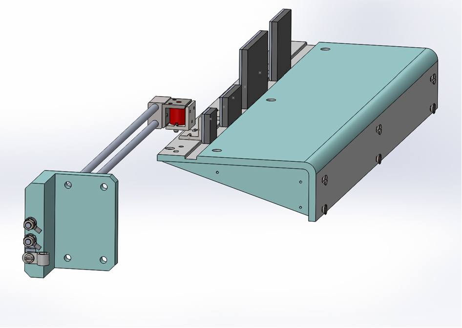 CAD side view of the beam stop device.