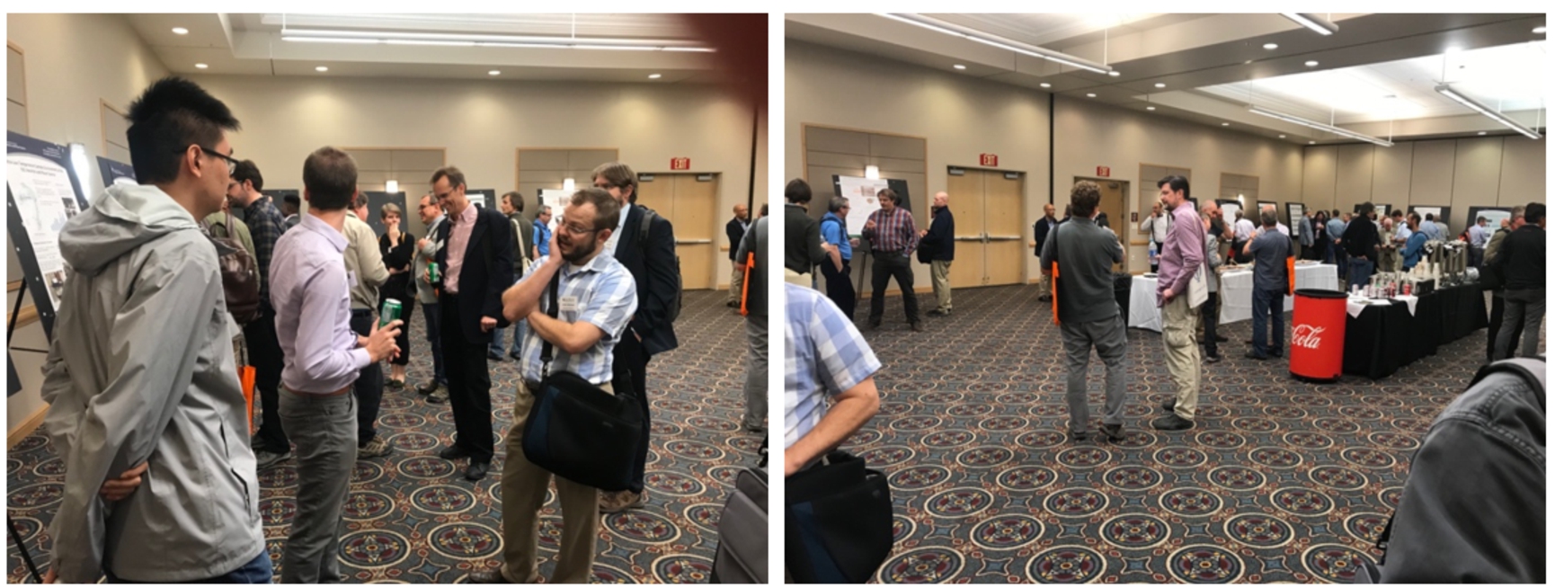 Participants enjoying informal discussions at one of the poster sessions.