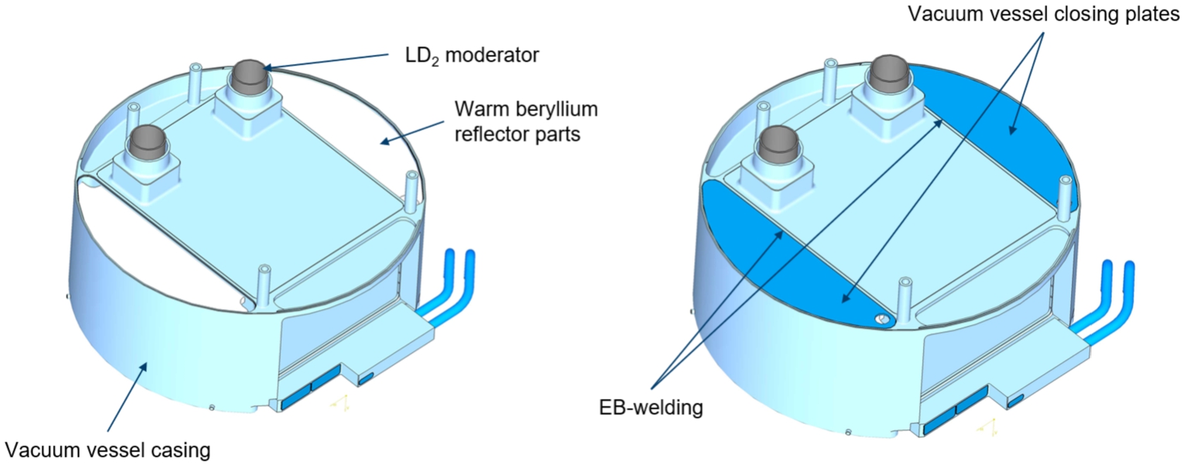 Assembly and EB-welding of the vacuum vessel (Be reflector side segments).