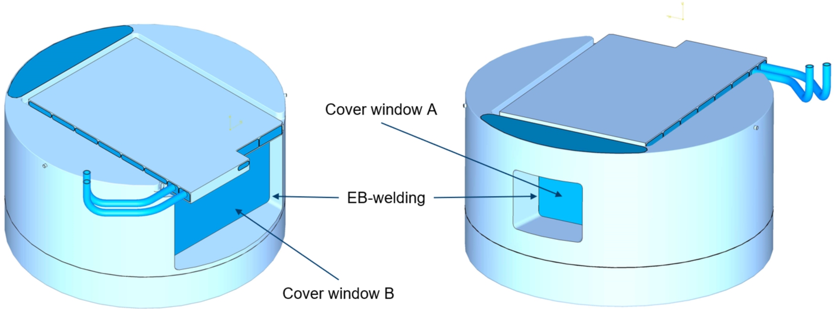 Assembly and EB-welding of the vacuum vessel (cover plates for beam windows).