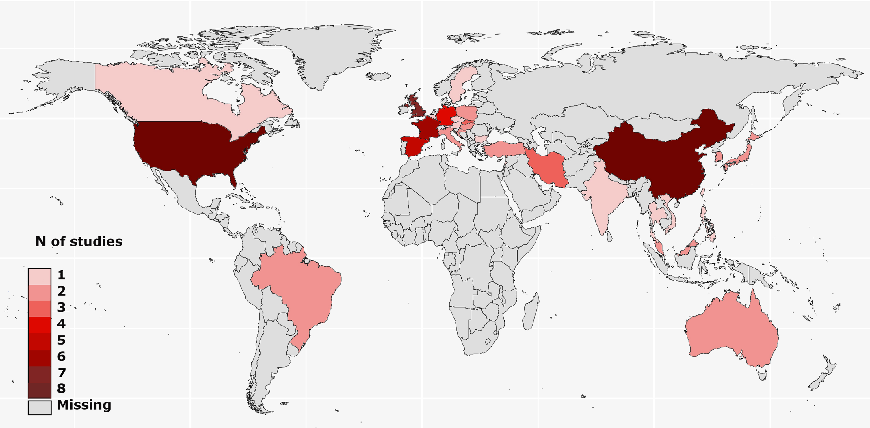 Geographical distribution of the studies on stigma in Parkinson’s disease.