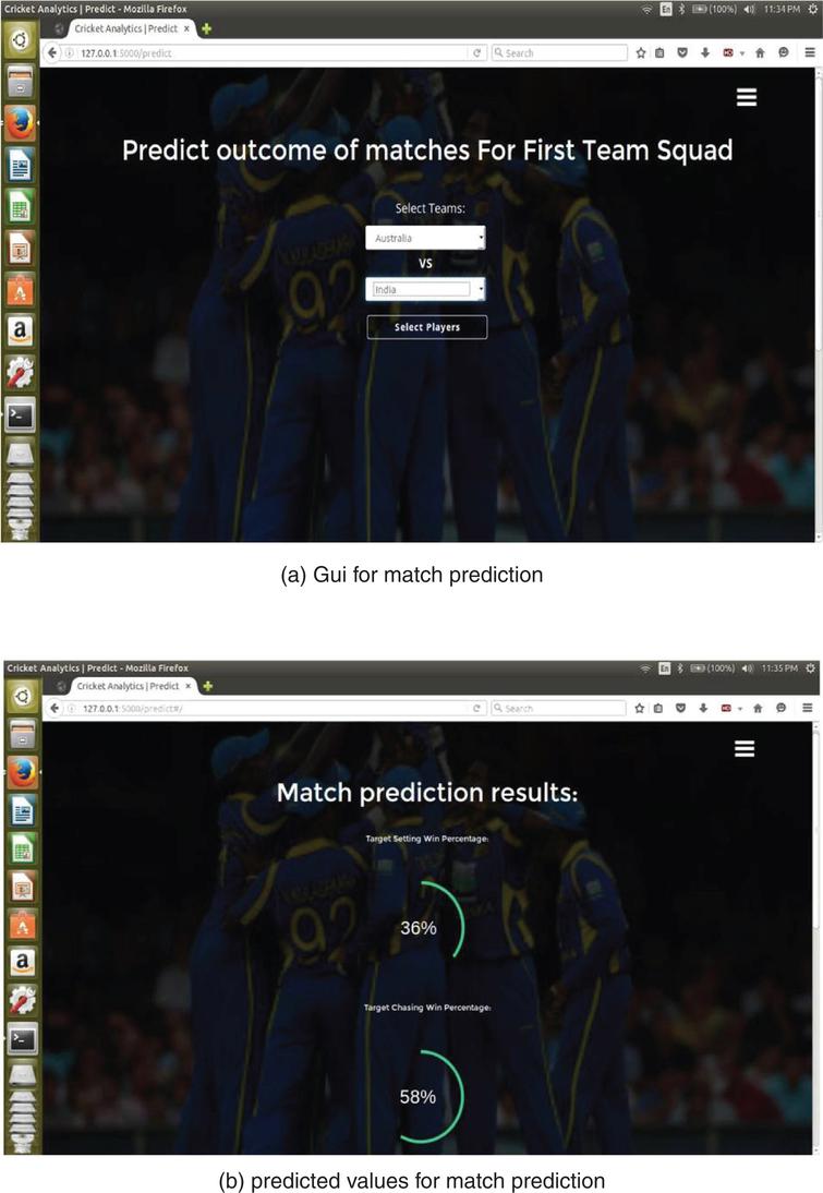 Application showing match prediction and results