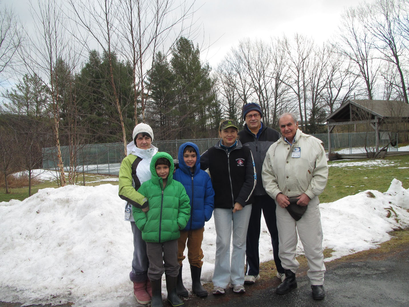 This photo was taken in spring 2013, the last time he visited us in Vermont. The Aivazian family wanted to go skiing, but it was a rainy day and we played paddle tennis instead. From left to right: Tatiana, his two grandkids, Valentina (my wife), myself, and Sergey.