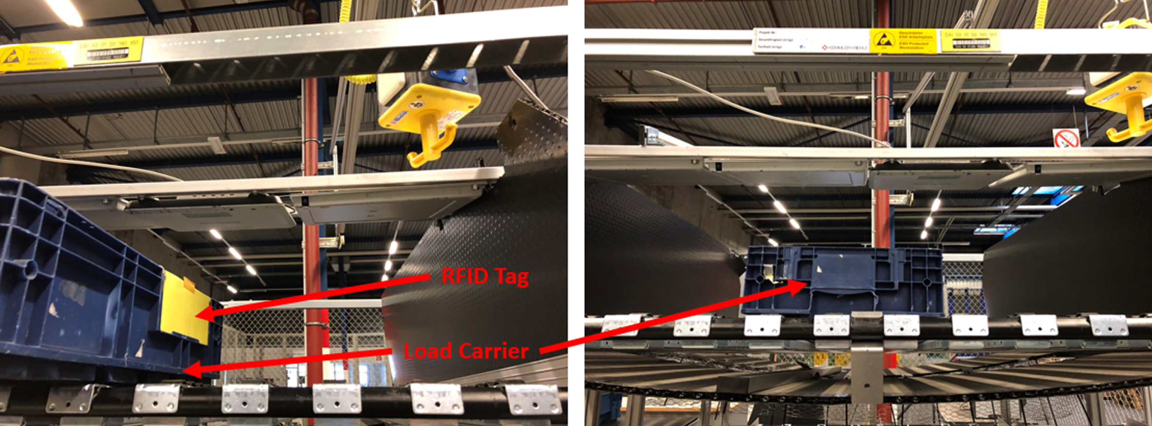Process of how a load carrier is pushed into the shelf.