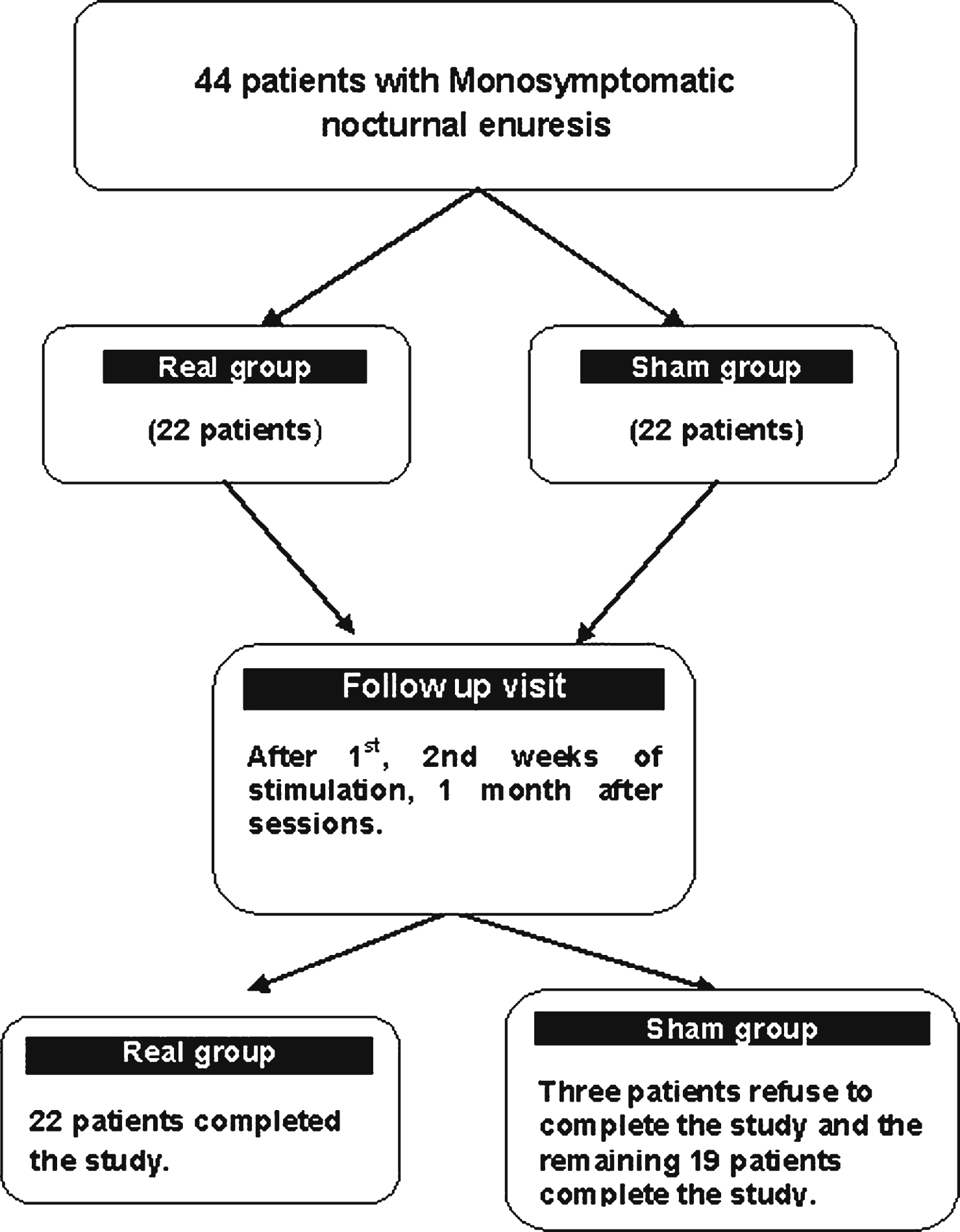 Flow chart of the patients through the course of the study.